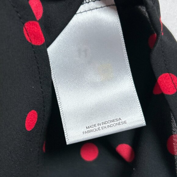 Express Size Small Slim Fit The Portofino Shirt Black & Red Polka Dot Blouse - Picture 3 of 11